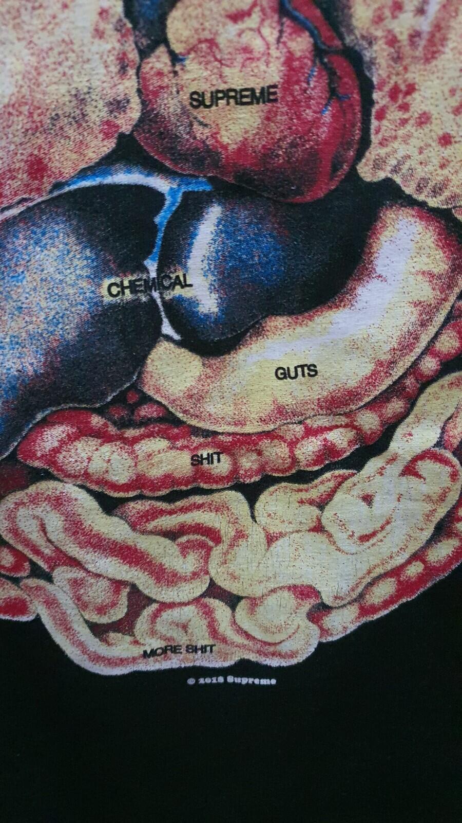 FW18 Supreme Guts black Tee t-shirt size L large anatomy organs