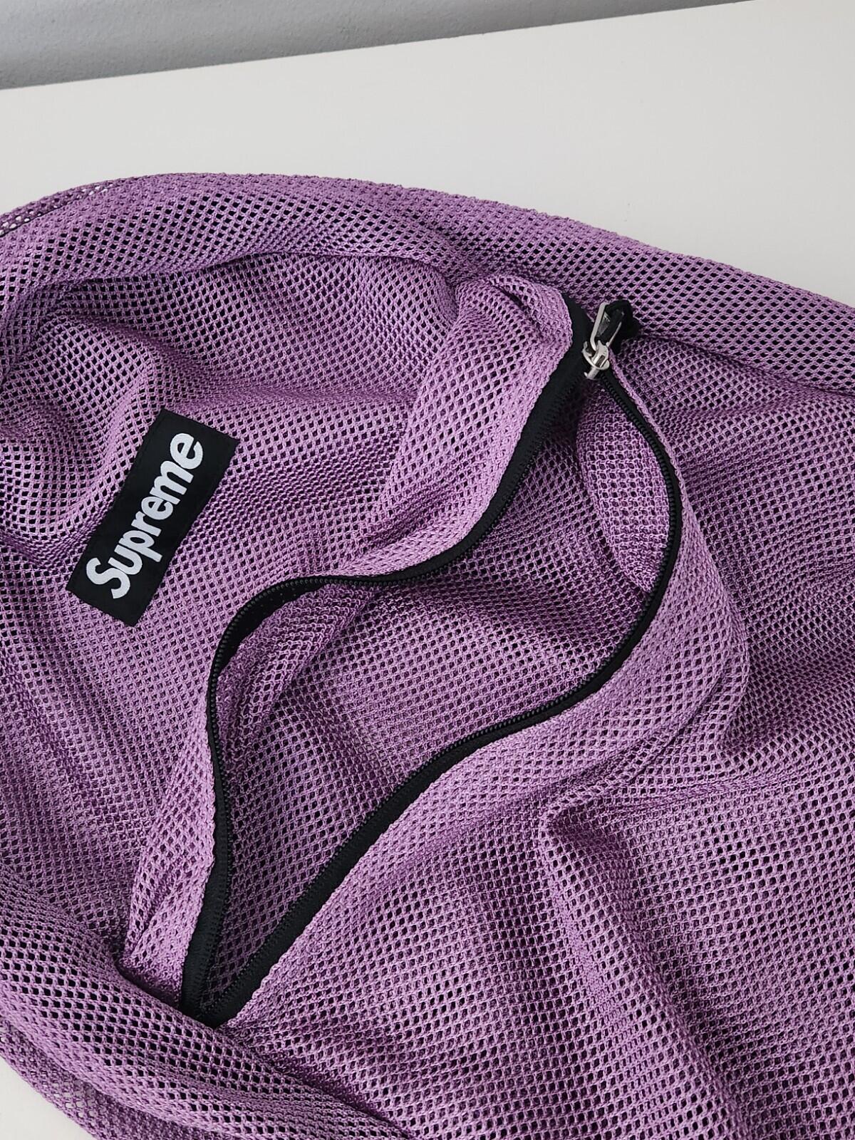 SS16 Supreme mesh backpack navy Bag Red Box Logo