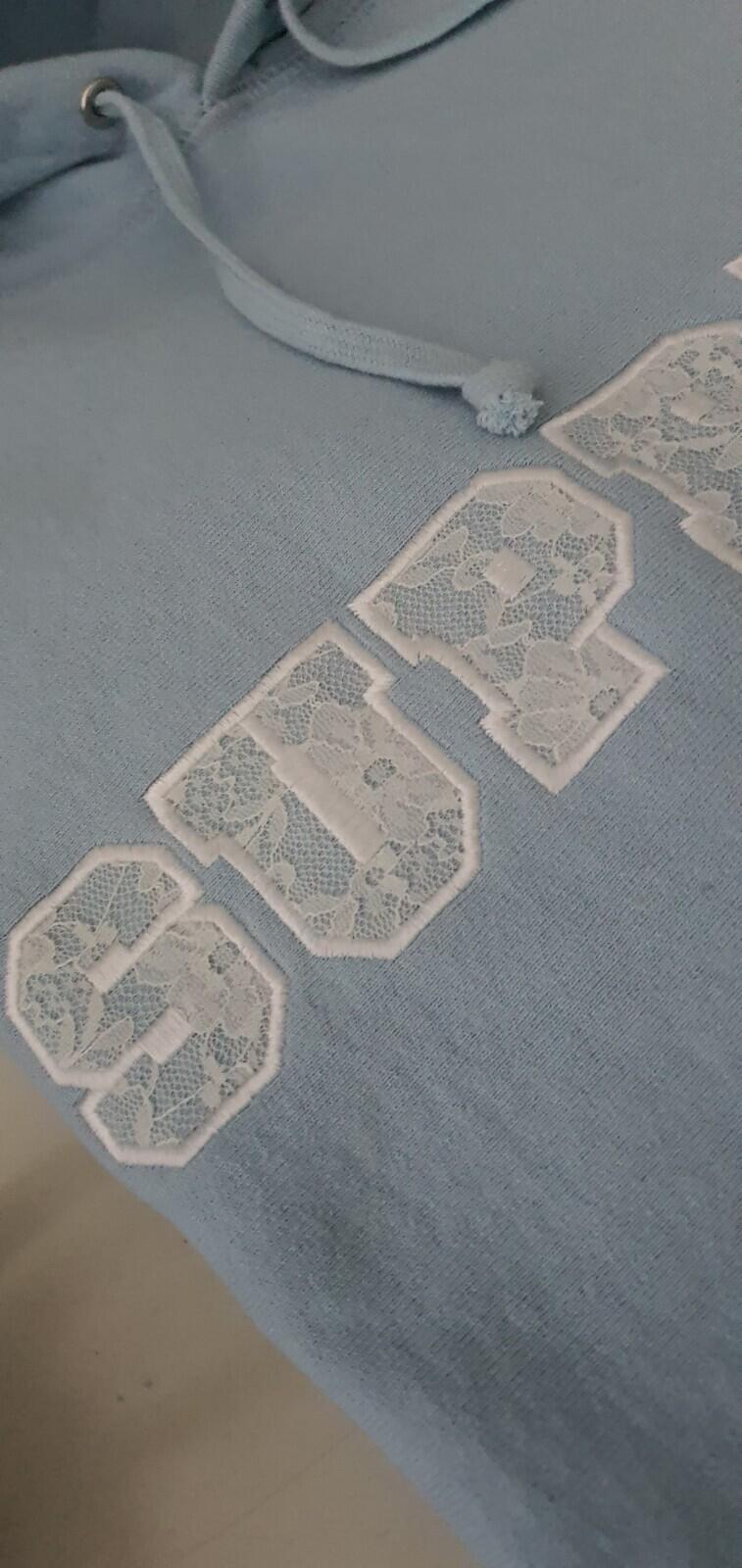 SS22 Supreme Lace Hooded Sweatshirt Light Blue Size XL
