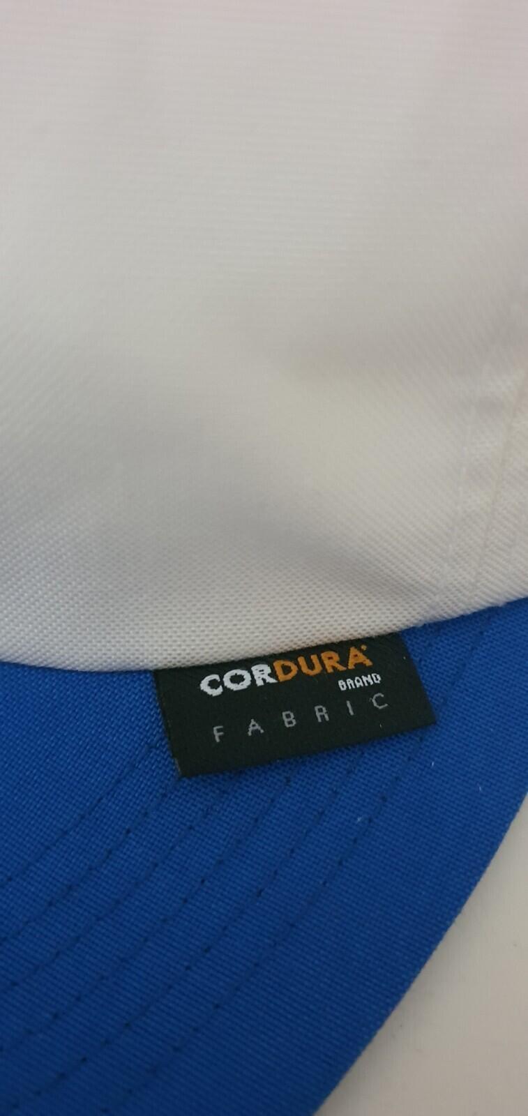 SS19 Supreme Cordura Script logo 6-Panel cap white hat blue