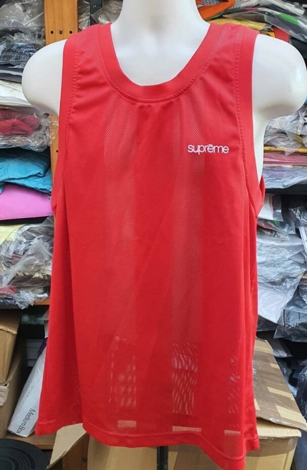 SS16 Supreme Mesh Stripe Tank Top small Red sleeveless size M medium