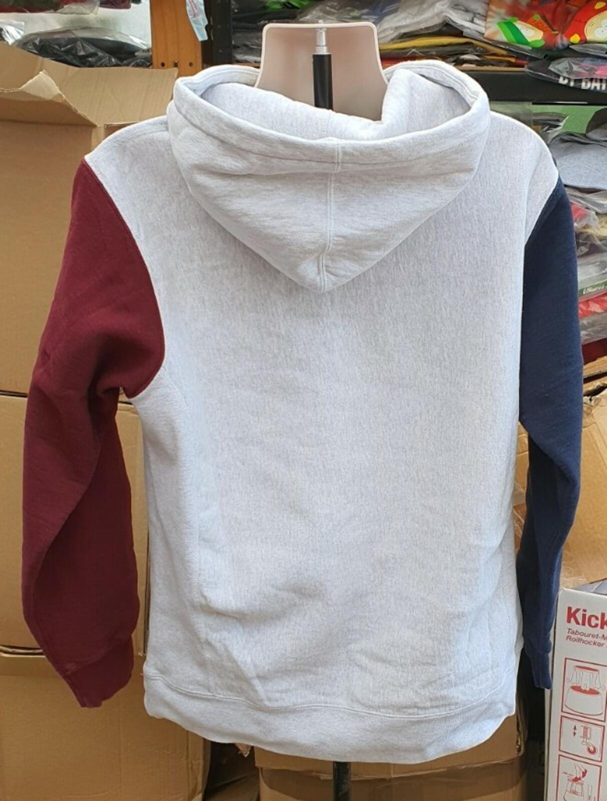 FW16 Supreme Color Blocked Arc Logo Kapuzenpullover Grau Größe XL