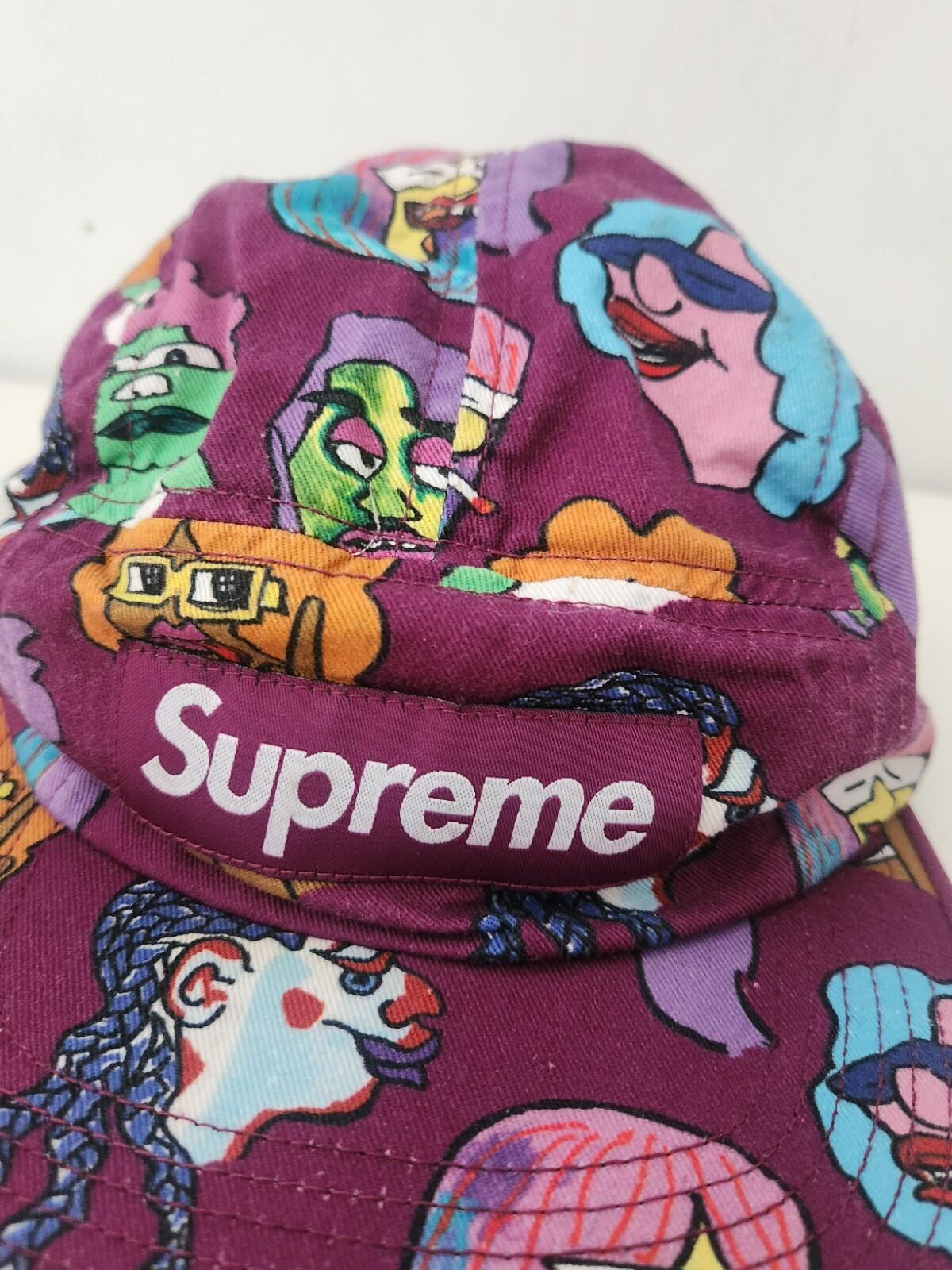 FW17 Supreme Gonz Heads camp cap burgundy box logo Mark Gonzales hat