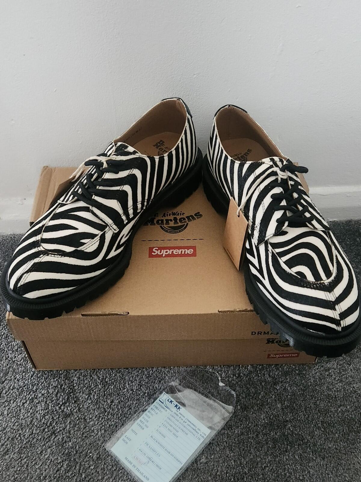SS21 Supreme Dr. Martens Split Toe 5 Eye Zebra PR SAMPLES UK 9 US 10 EUR 43 New