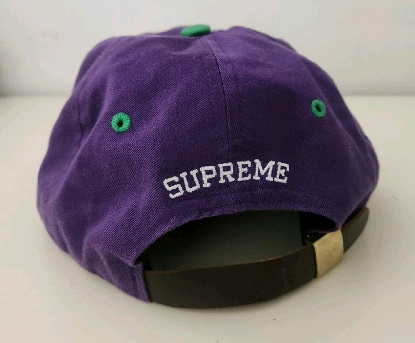 SS16 Supreme 2-Tone Washed S Logo 6-panel Cap Purple Green