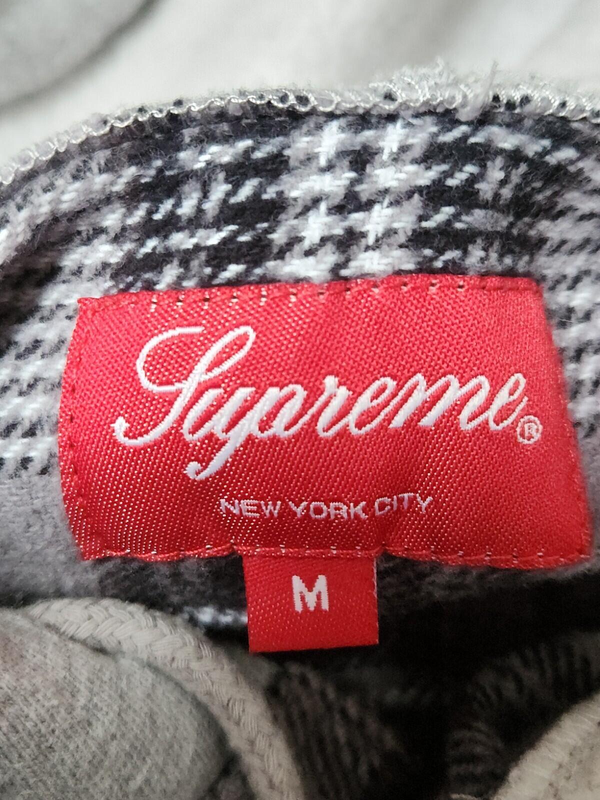 SS18 Supreme Hooded Plaid Flannel Shirt size M medium Black
