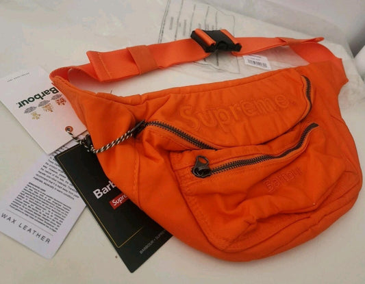 SS20 Supreme Barbour Riñonera de Algodón Encerado Resistente al Agua