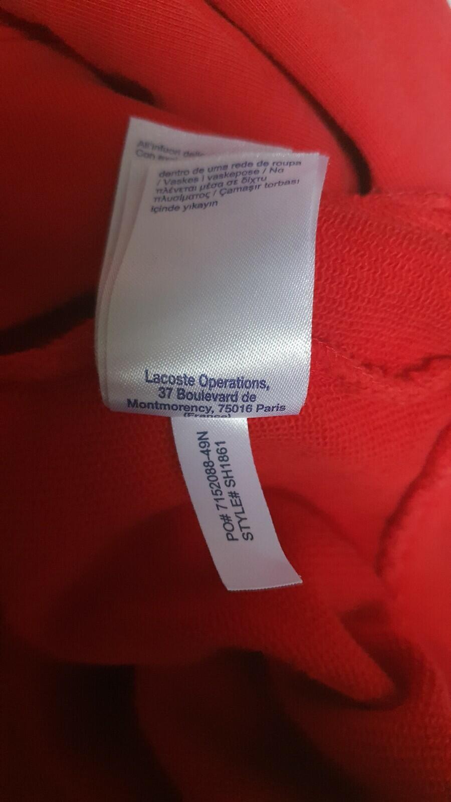 FW19 Supreme x Lacoste Logo Panel Hooded Sweatshirt Red Size L