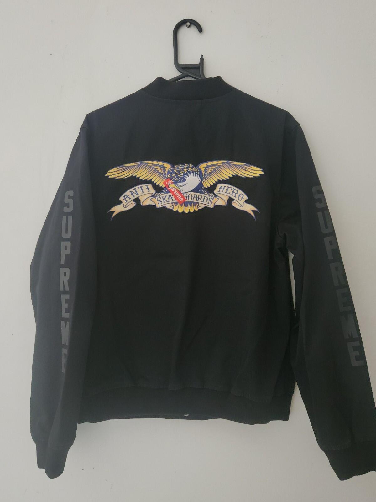 SS16 Supreme x Antihero Bomberjacke Schwarz Bestickt Größe M Medium