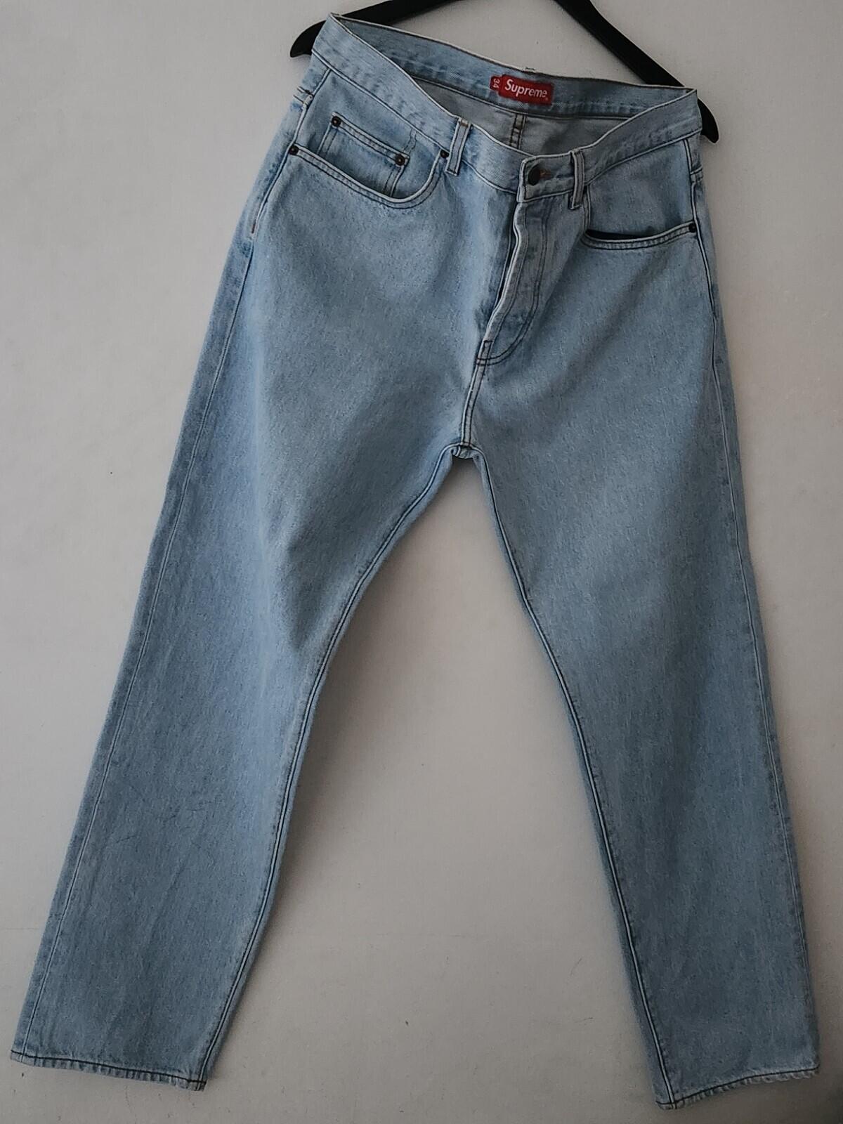 SS18 Supreme washed regular jeans size 34 blue W34 L32 star denim