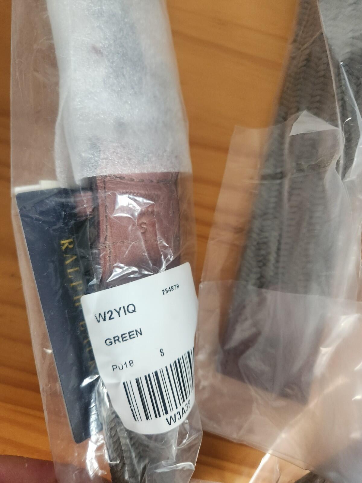 Polo Ralph Lauren Cinturón trenzado con ribete de piel £100 Talla S Small Canopy Olive Pony Golf
