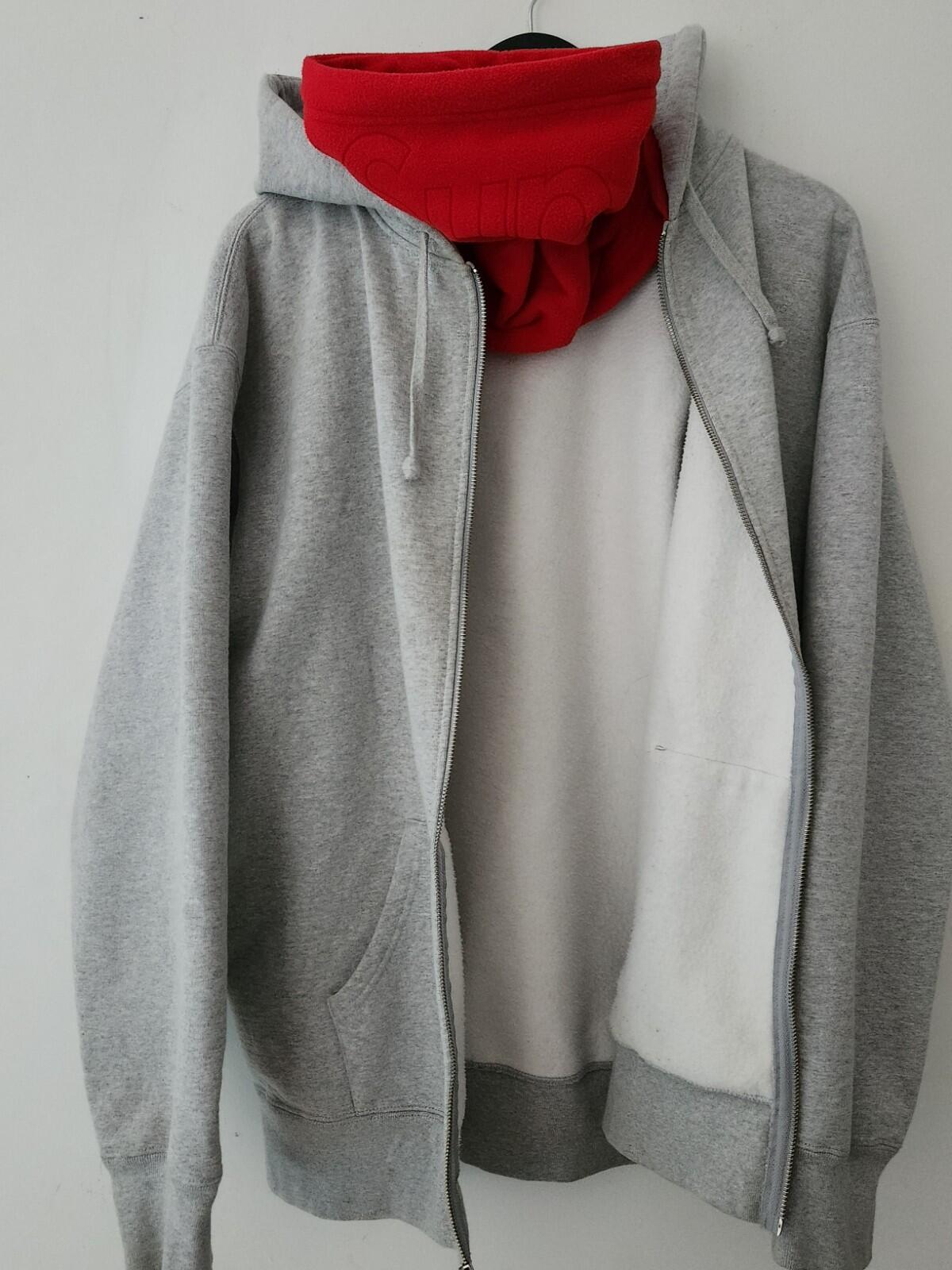 FW22 Supreme Double Hood Facemask Zip Up hooded sweatshirt Size XL hoodie Grey