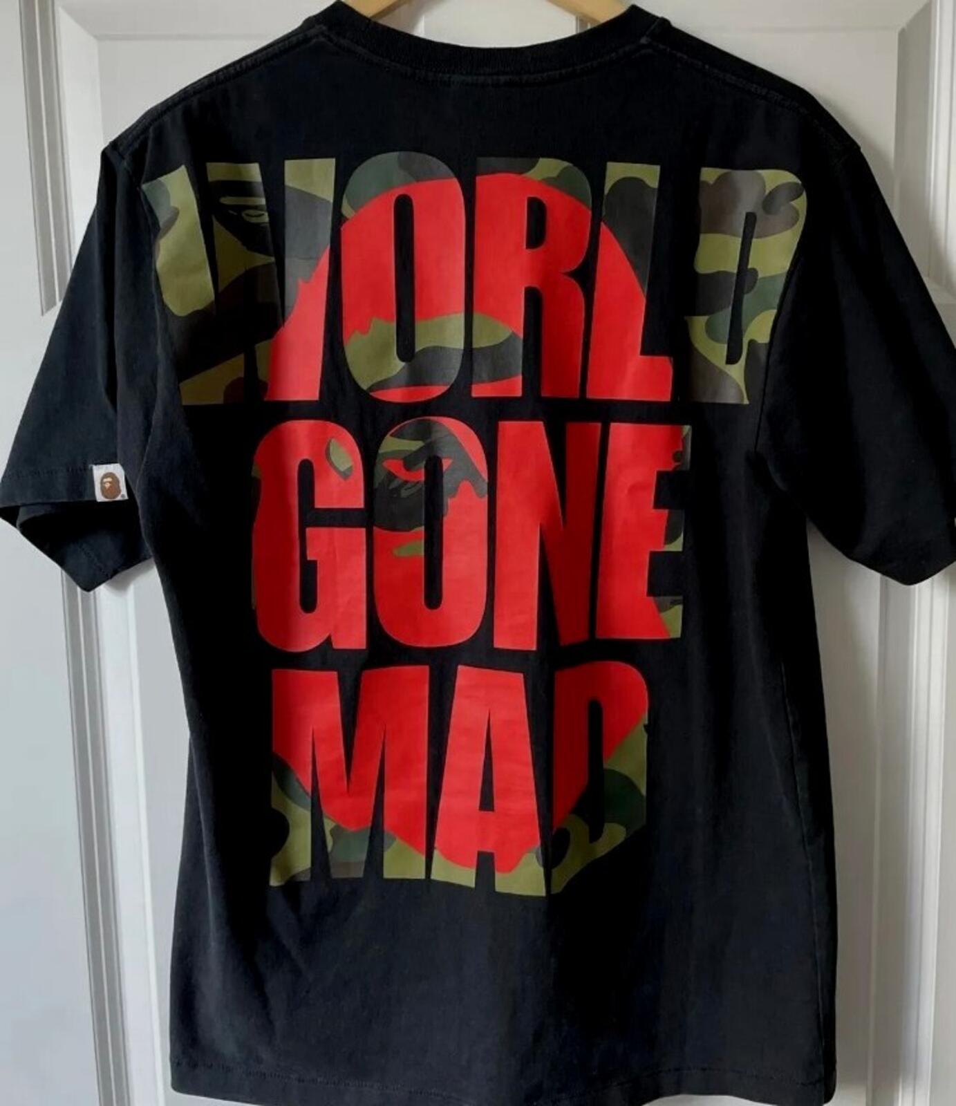 A Bathing Ape World Gone Mad Overlap Tee Black Size L BAPE