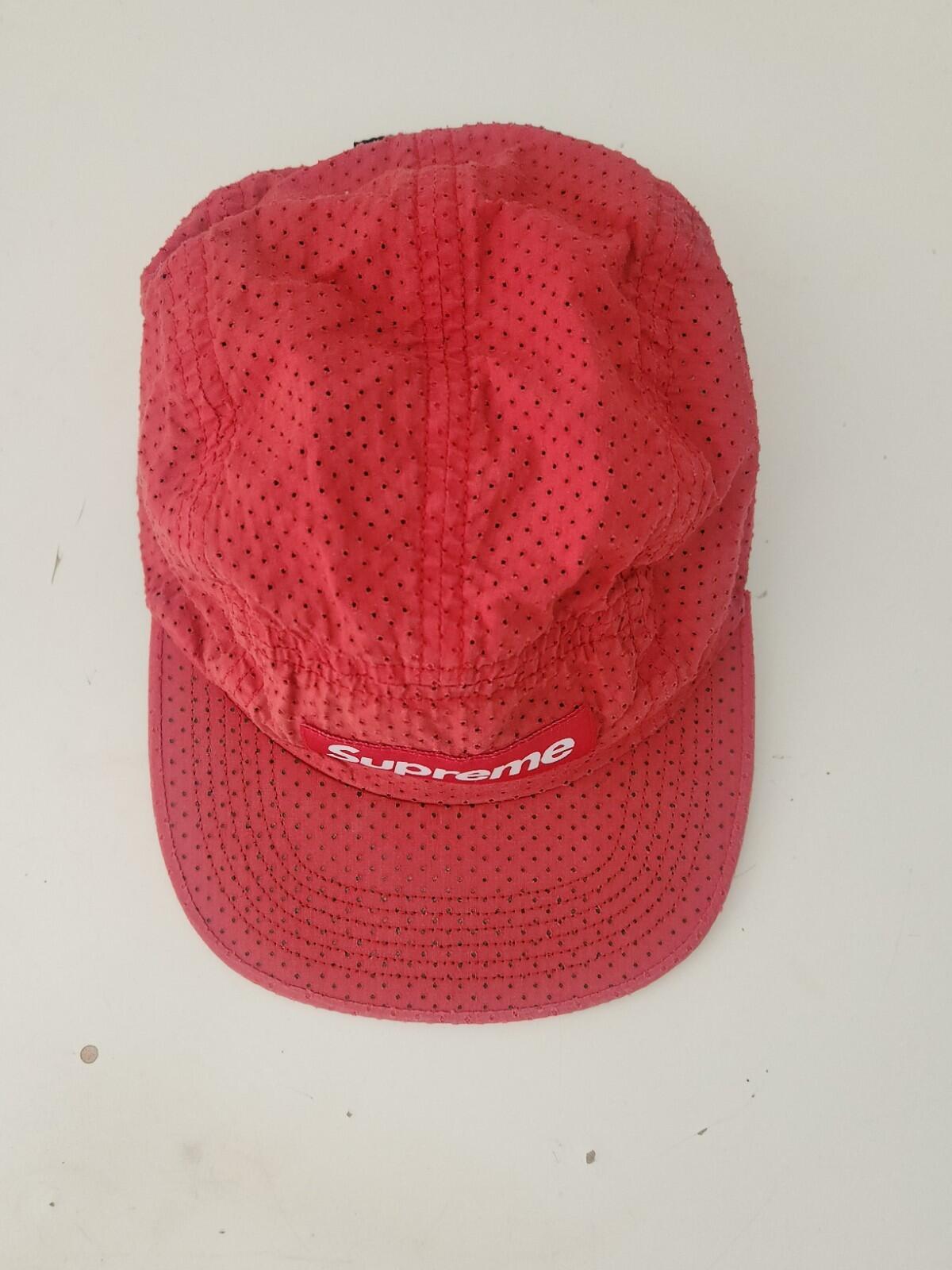 SS17 Supreme Perforated Camp Cap Rot Hut Box Logo Made in U.S.A