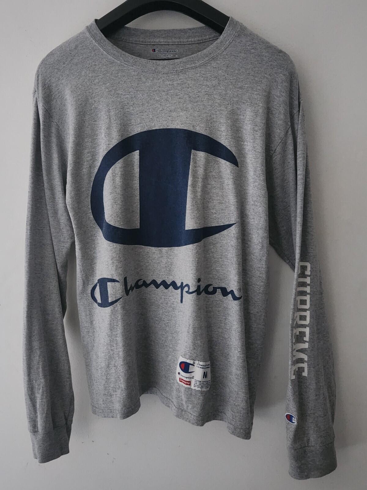 SS17 Supreme x Champion Grey L/S tee size M medium long sleeve T-shirt