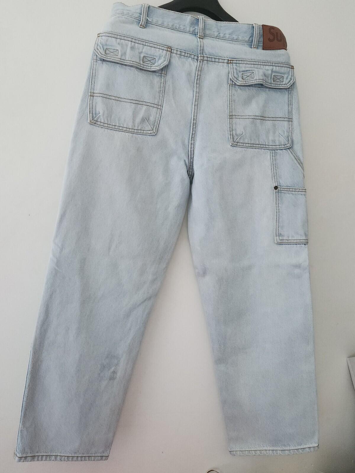 SS22 Supreme Double Knee Denim Utility Jeans Größe 32 W32 L32 Washed Blue Hose