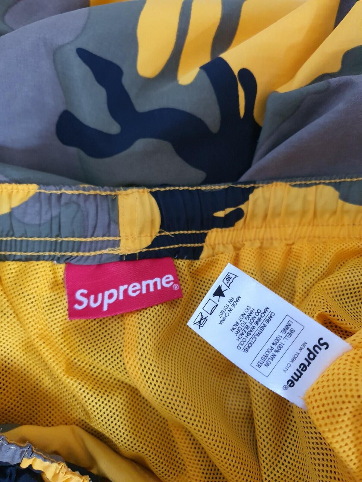 FW17 Supreme warm up pants yellow camo size L large trousers