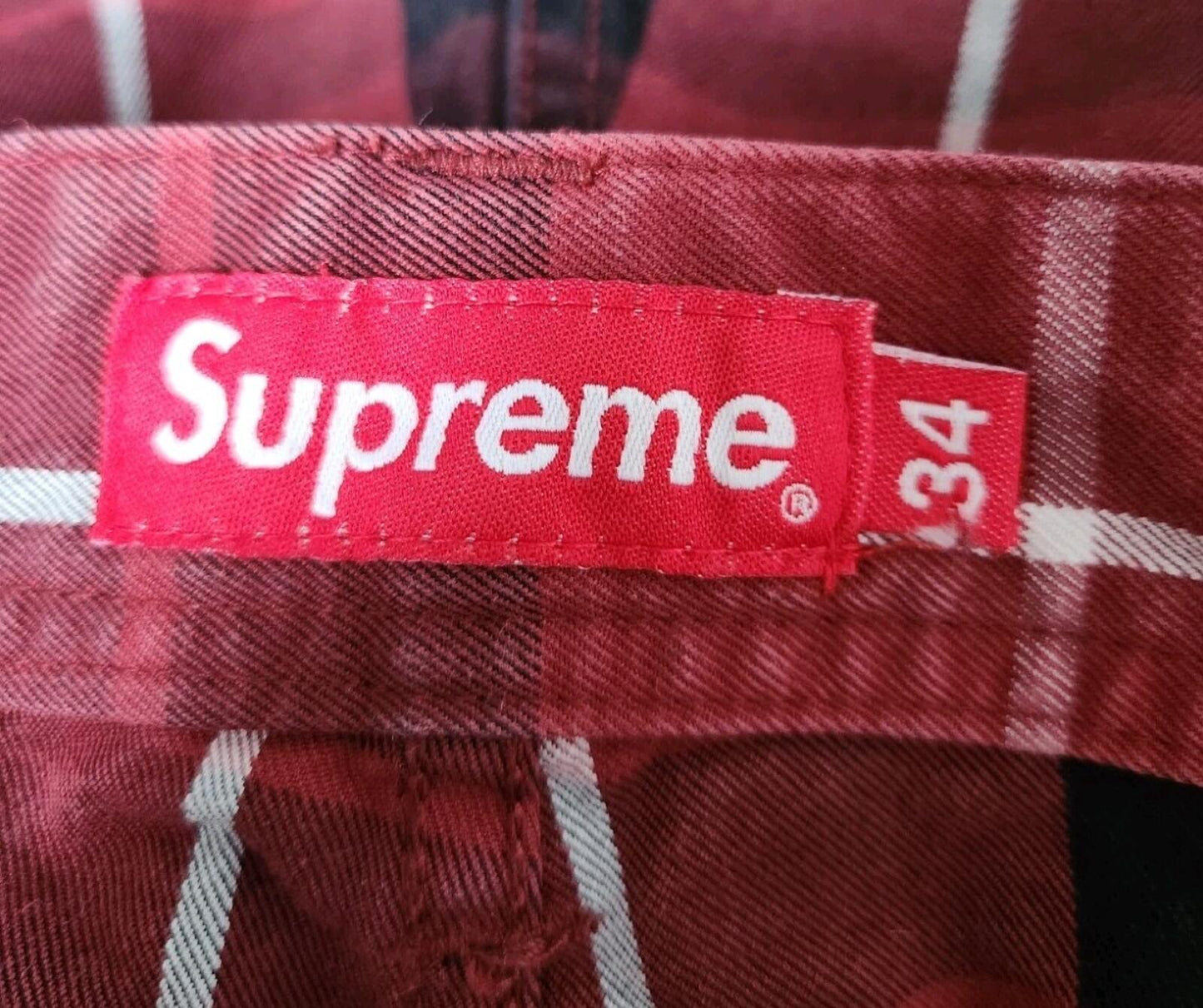 SS21 Supreme Cargo Flight Pant Tartan Red Size 34 W34 L 32