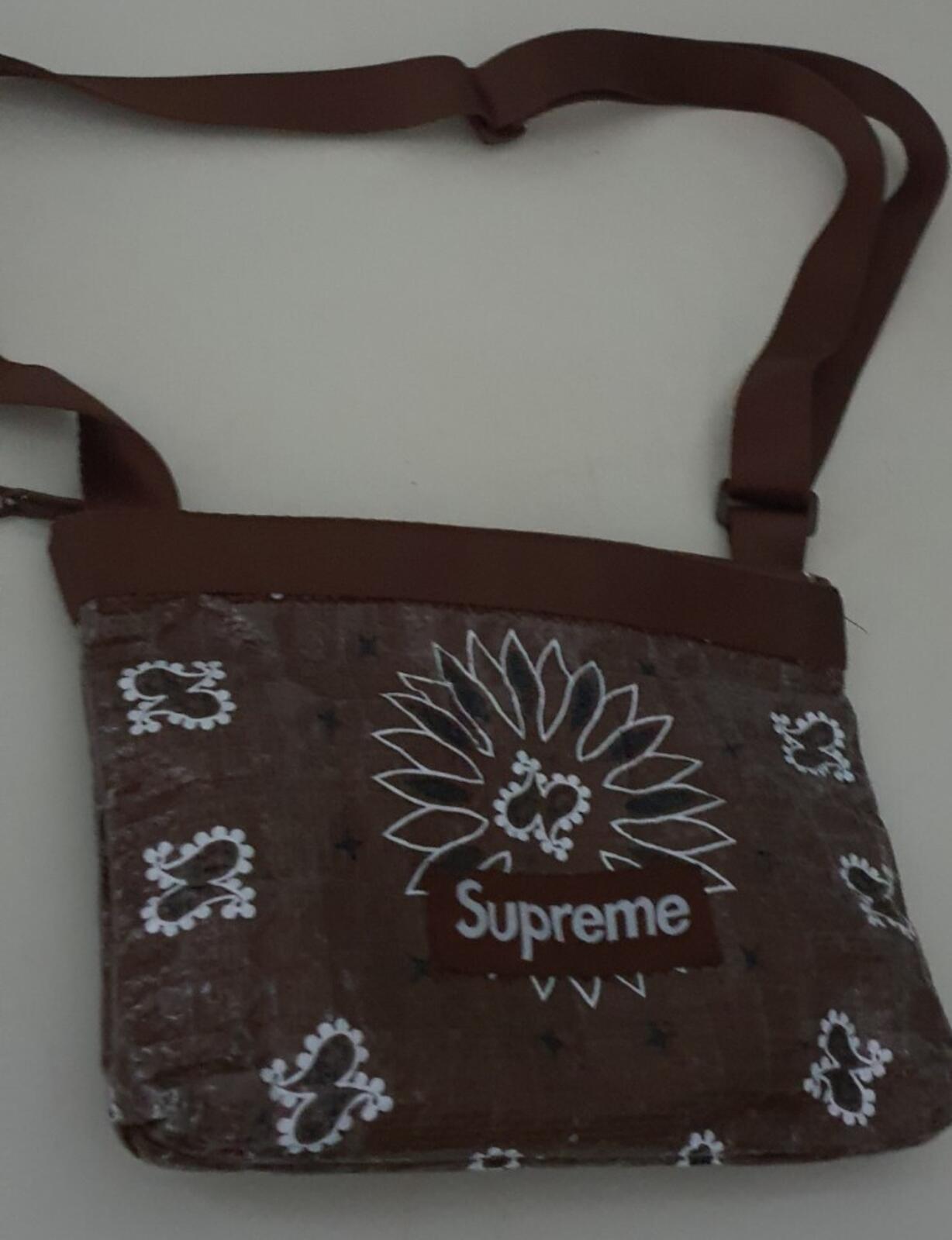 SS21 Supreme Bandana Tarp Side bag Water resistant shoulder bag 10L brown