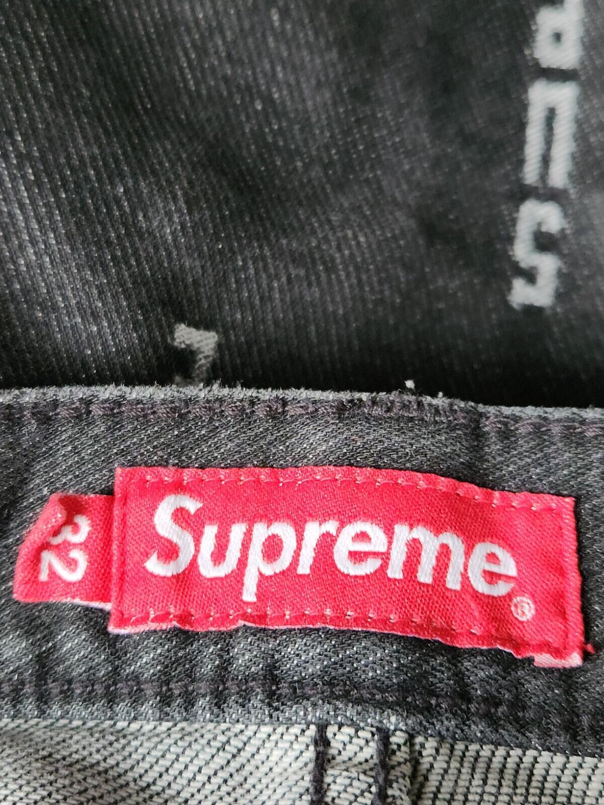 FW20 Supreme Logo Stripe Jacquard Regular Jeans size 32 Black Jean Trousers