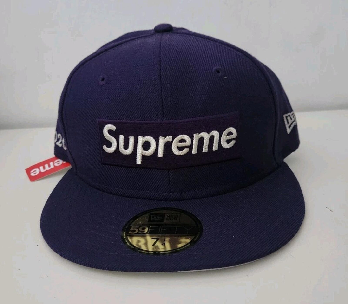 SS20 Supreme $1M box logo New Era size 7 1/4 purple cap wool hat new with tag