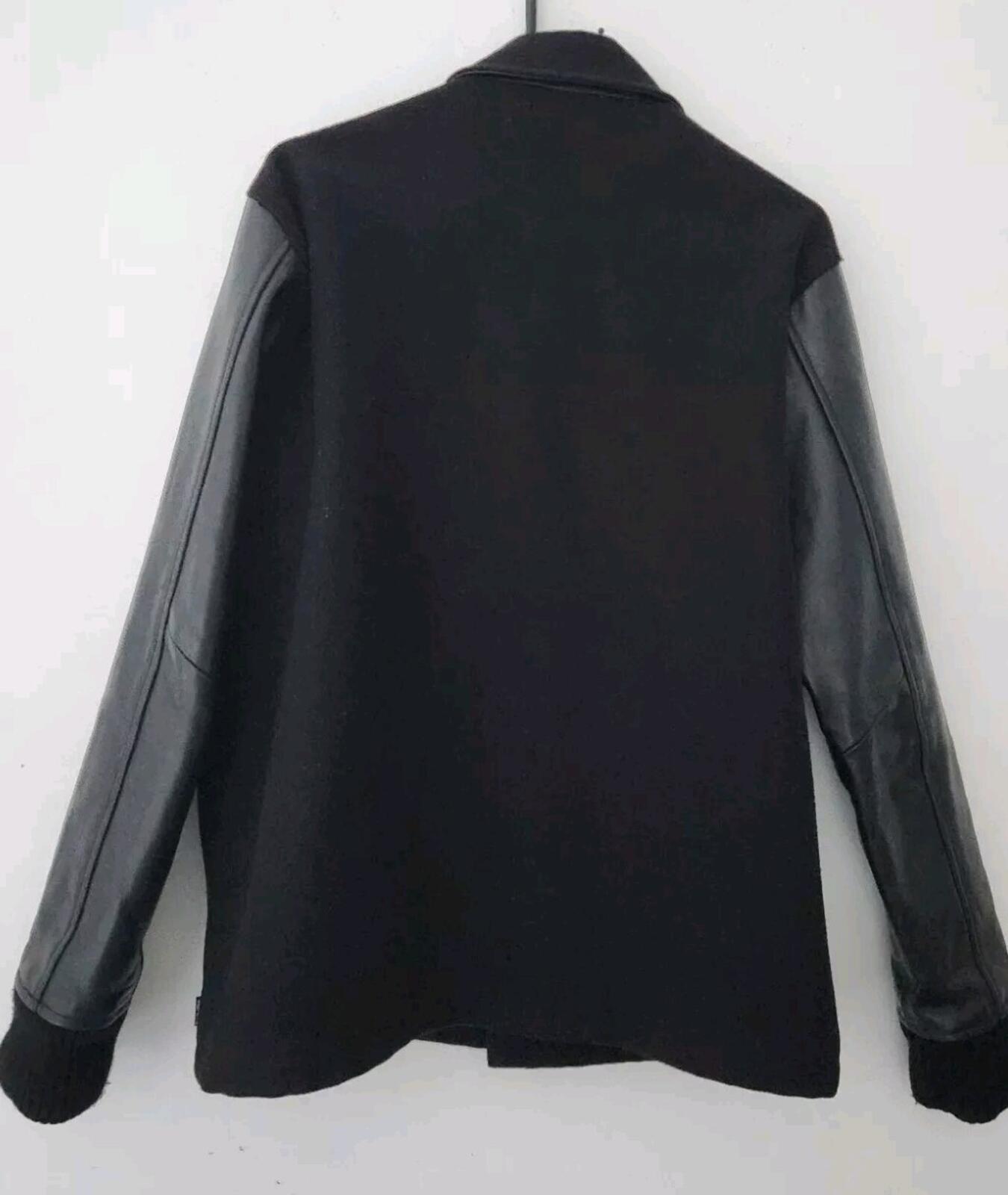 FW11 Supreme Miners Jacket Wool Leather Sleeves Black Large Vintage 2011 Varsity