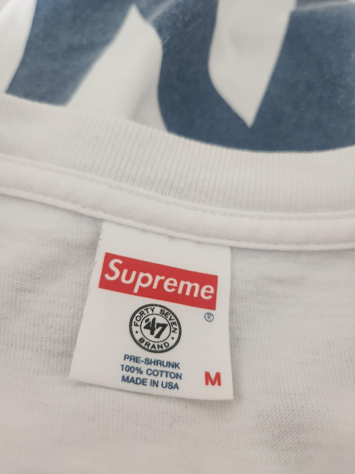 SS15 Supreme New York Yankees Box Logo white tee size M medium T-shirt USA made