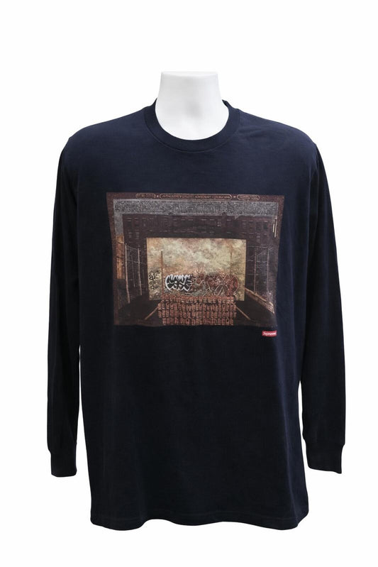 FW19 Supreme x Martin Wong Attorney Street Camiseta Manga Larga Azul Marino Talla M