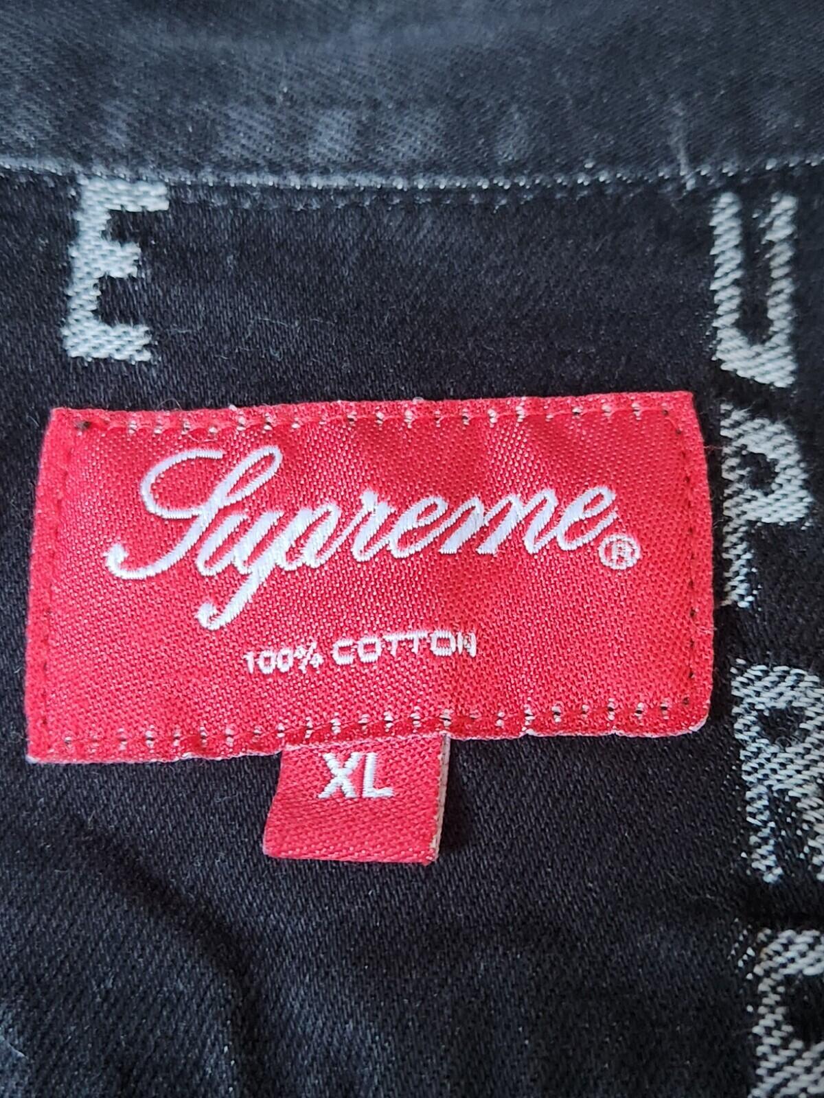 FW20 Supreme Stripe Logo Jacquard Denim Langarmhemd