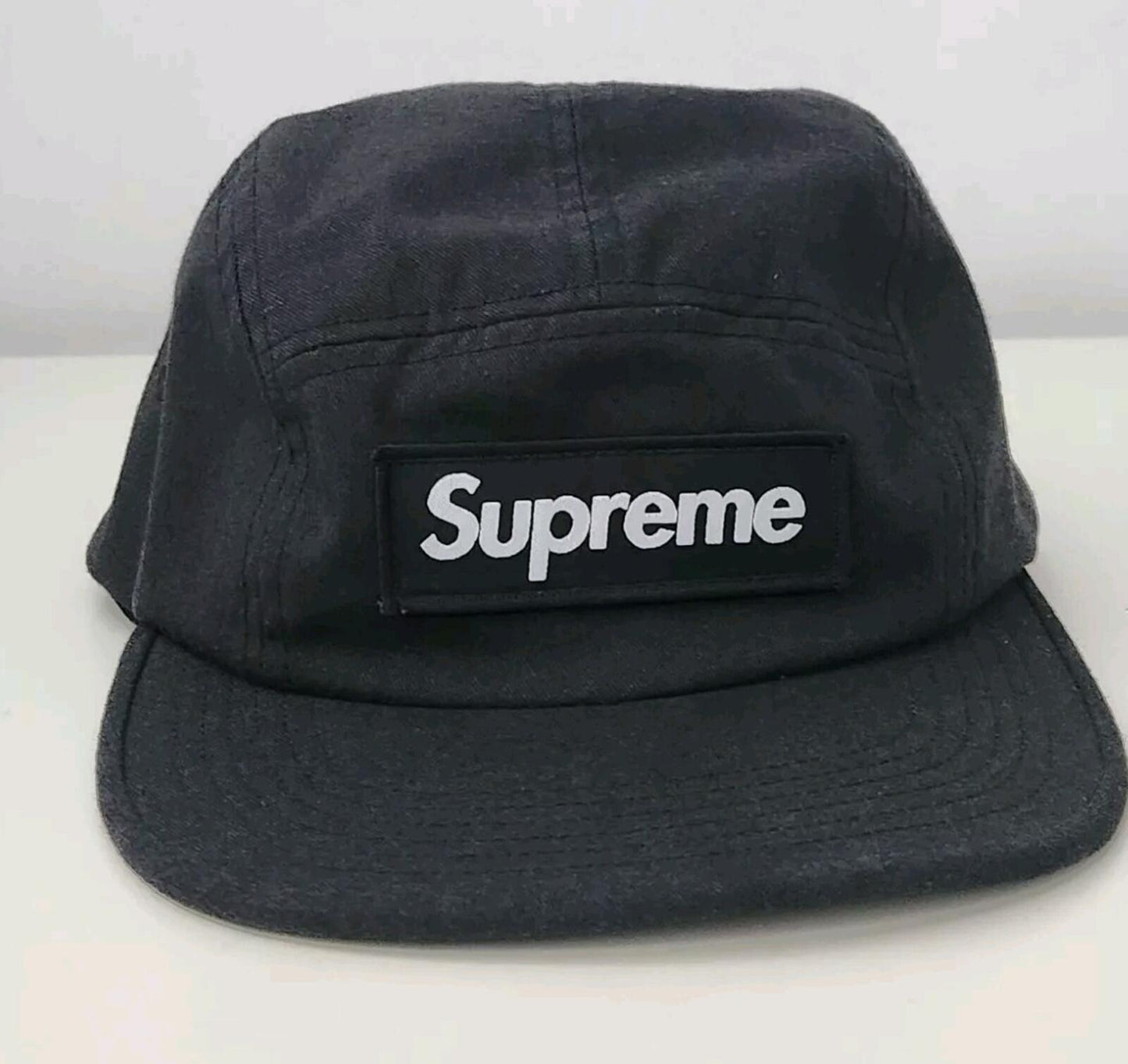 FW18 Supreme Military Camp Cap Hat Black  Box logo