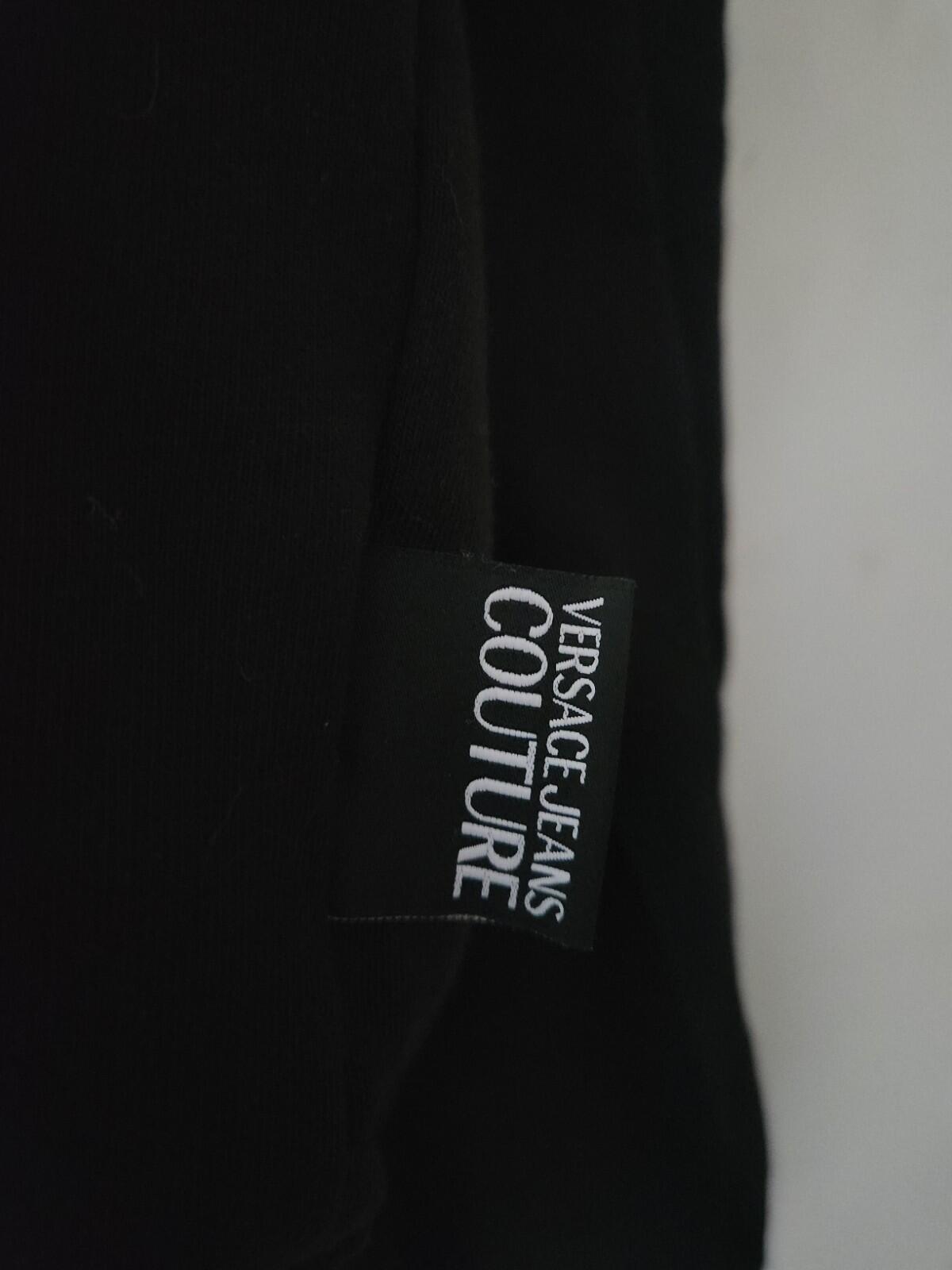 Versace Jeans Couture Label Hoodie Black Hooded Sweatshirt Size M Medium