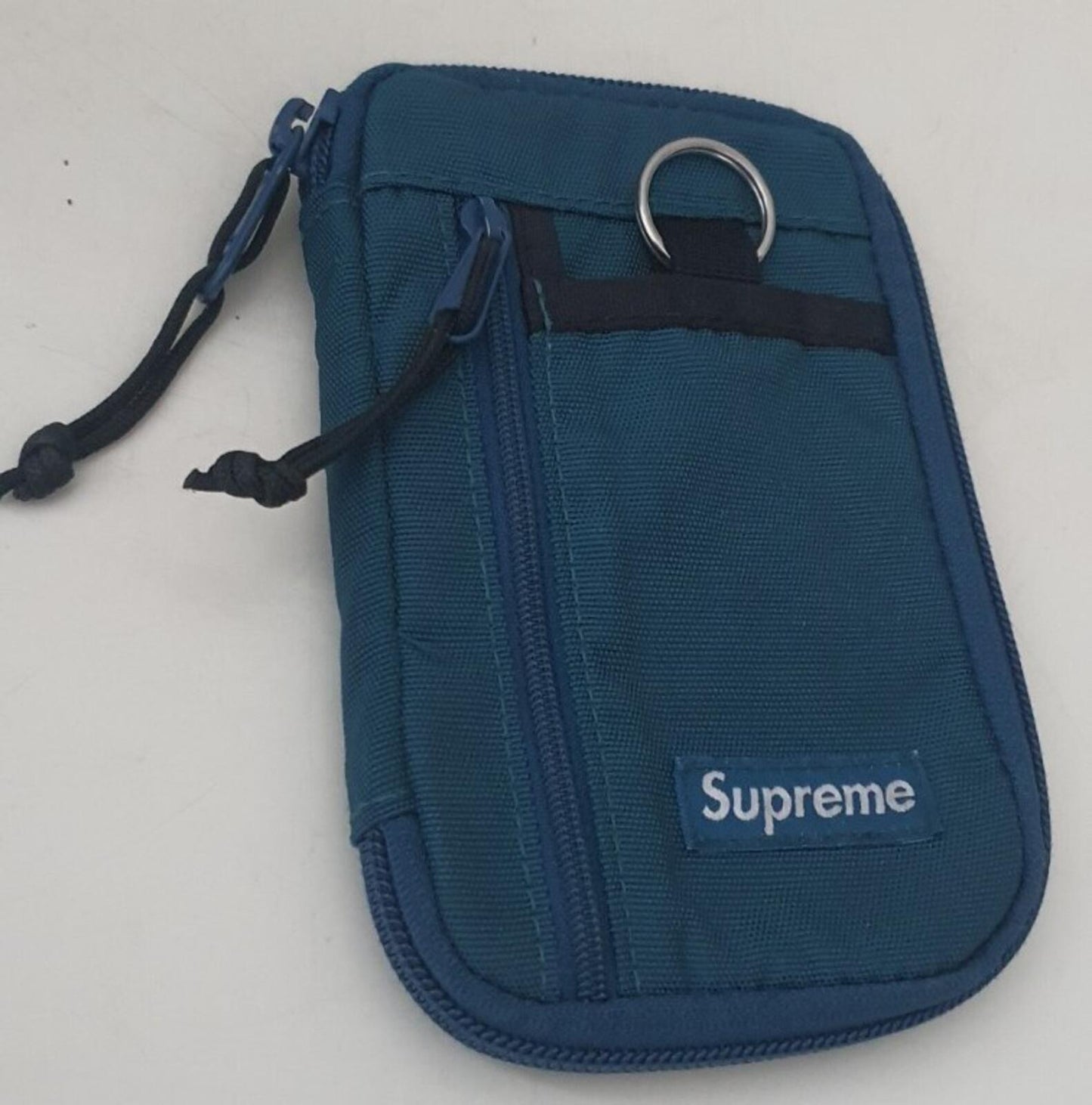 FW19 Supreme dark teal small zip pouch cordura nylon bag Water resistant wallet