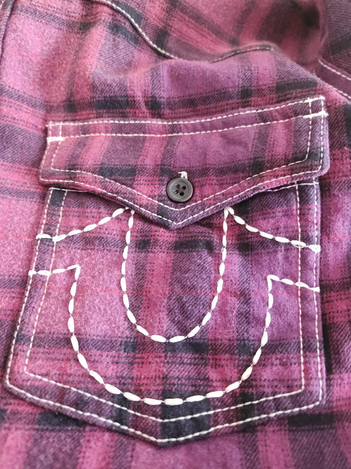 FW25 Supreme x True Religion Quilted Lined Plaid Flannel Shirt Purple Size M