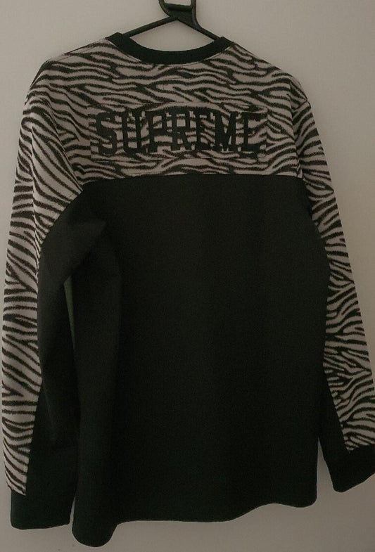 FW19 Supreme Zebra L/S Top Manga Larga M Mediana Suéter Negro Usado 1 vez