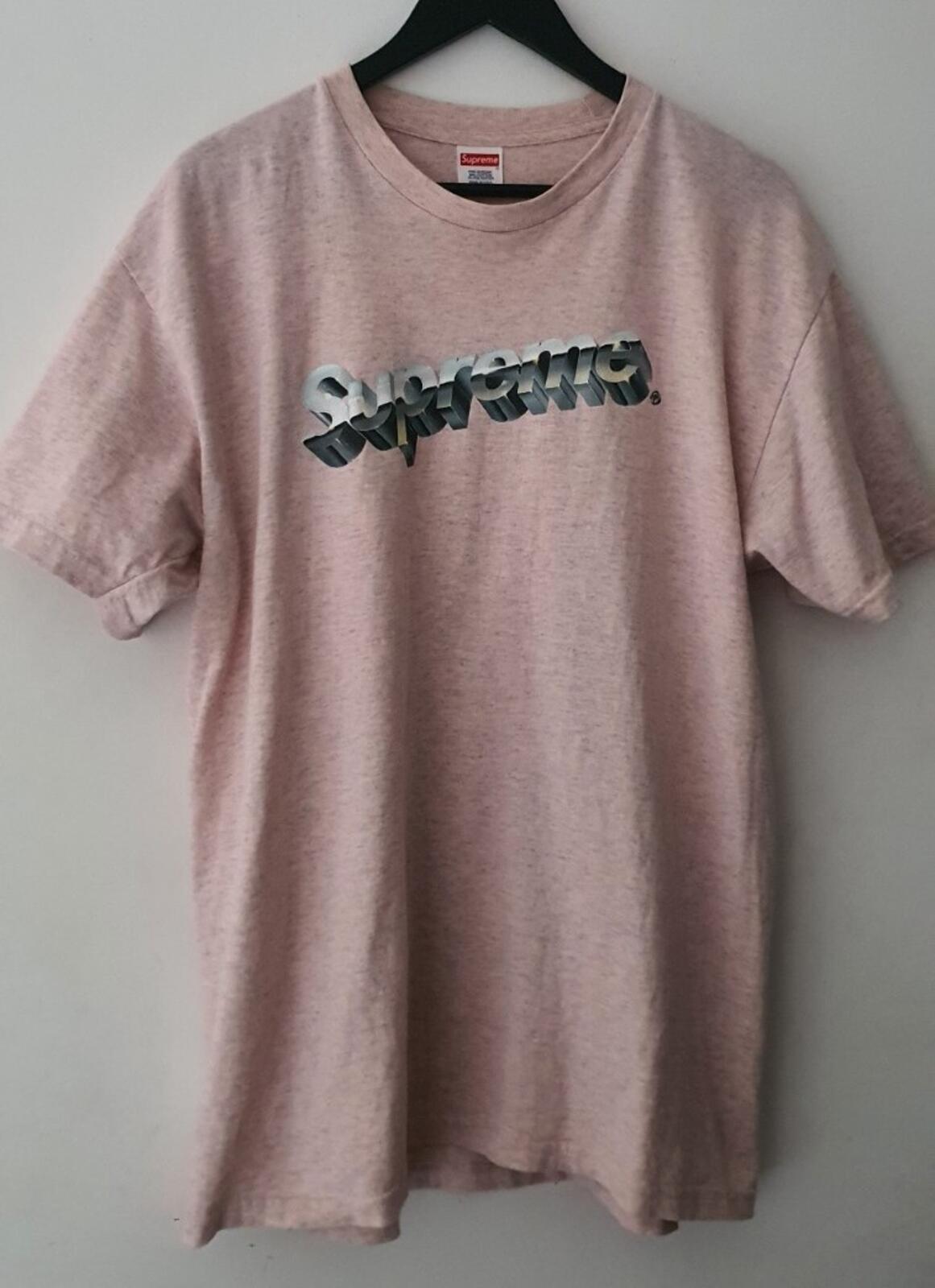 SS20 Supreme Chrome Logo tee white t-shirt size L Large Heather Pink