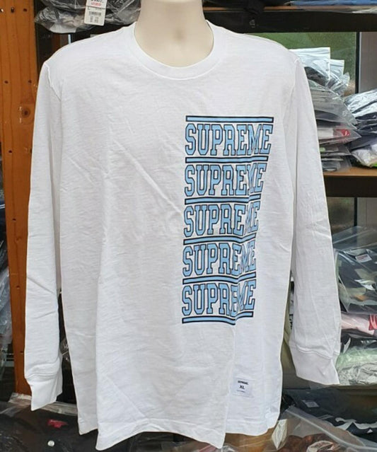 SS18 Supreme Stacked L/S Top blanco talla XL Manga Larga
