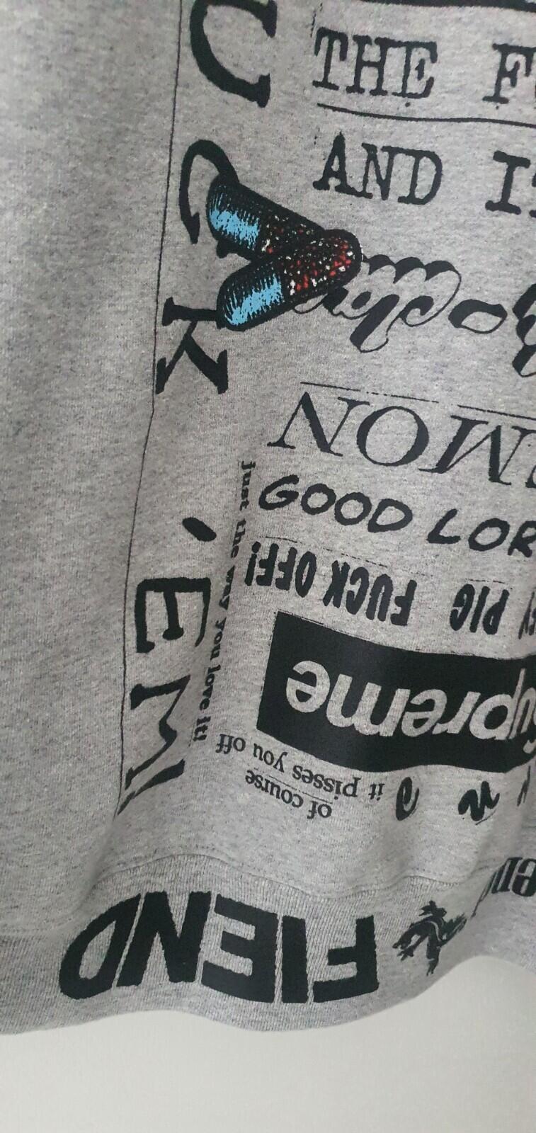 SS23 Supreme Fiend Hooded Sweatshirt Heather Grey Size M