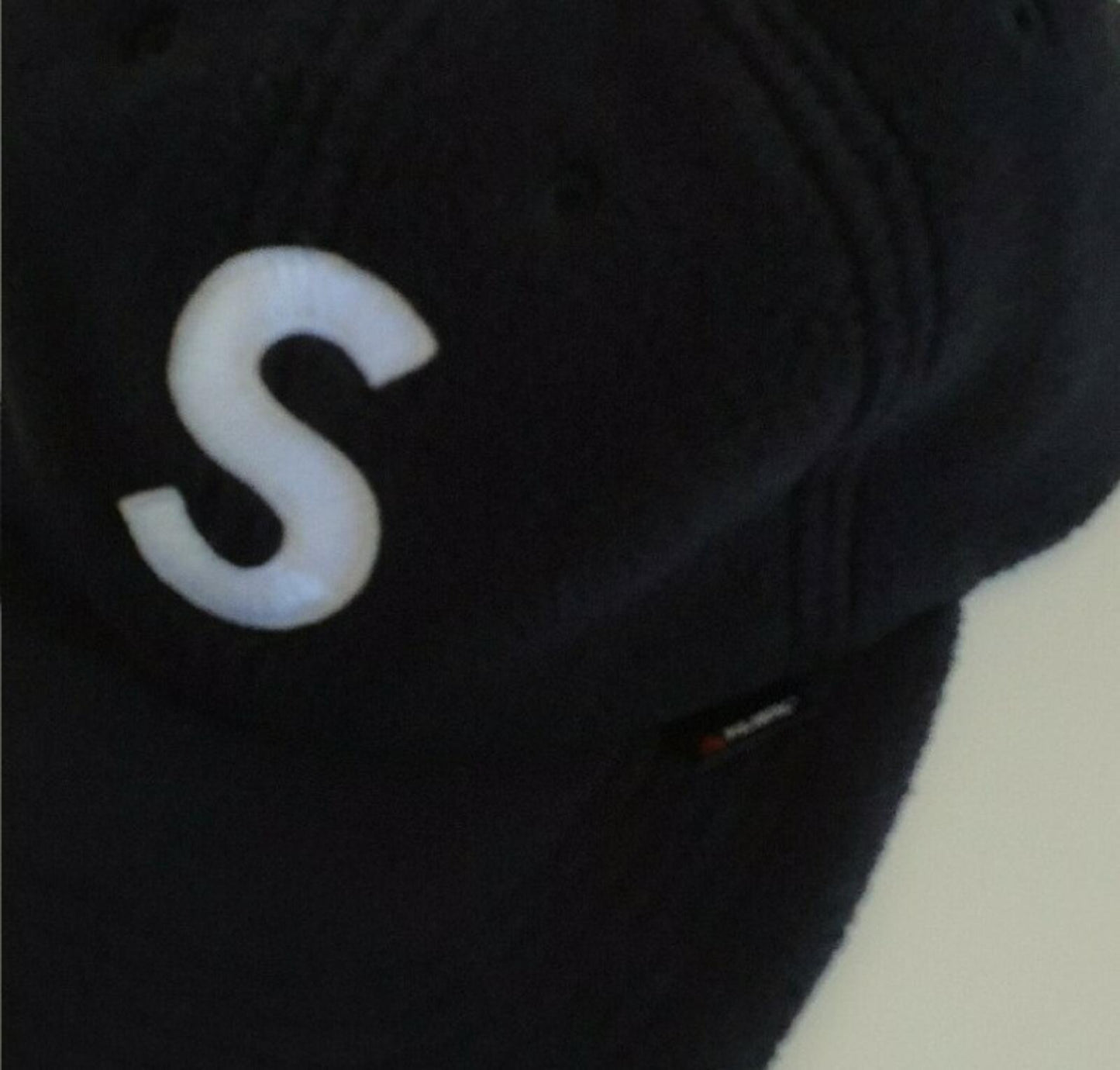FW18 Supreme x Polartec S logo 6-panel black hat cap fleece