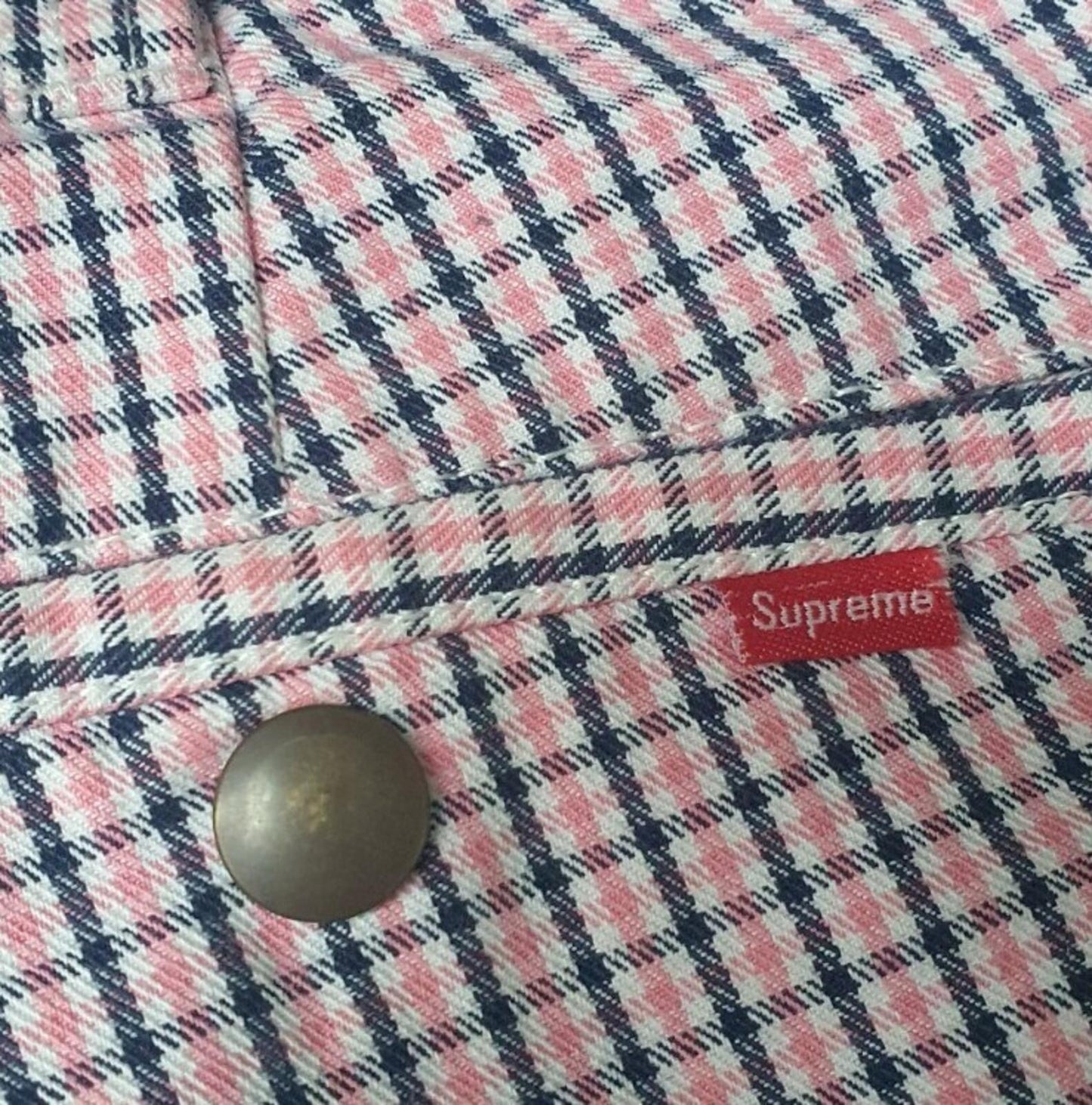 SS16 Supreme Mini Check Work Pant size 34 W34 L32 zip up trousers pants pink