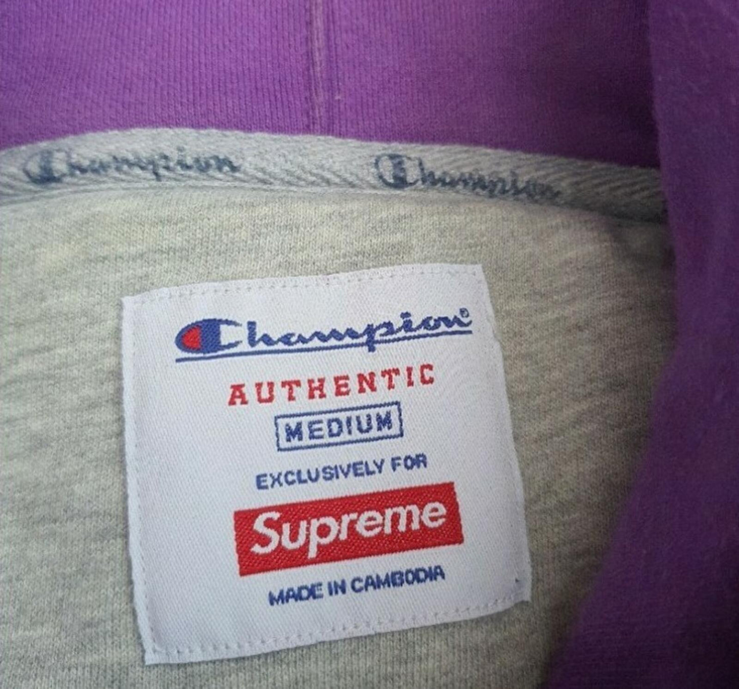 SS19 Supreme x Champion Kapuzenpullover Violett Größe M