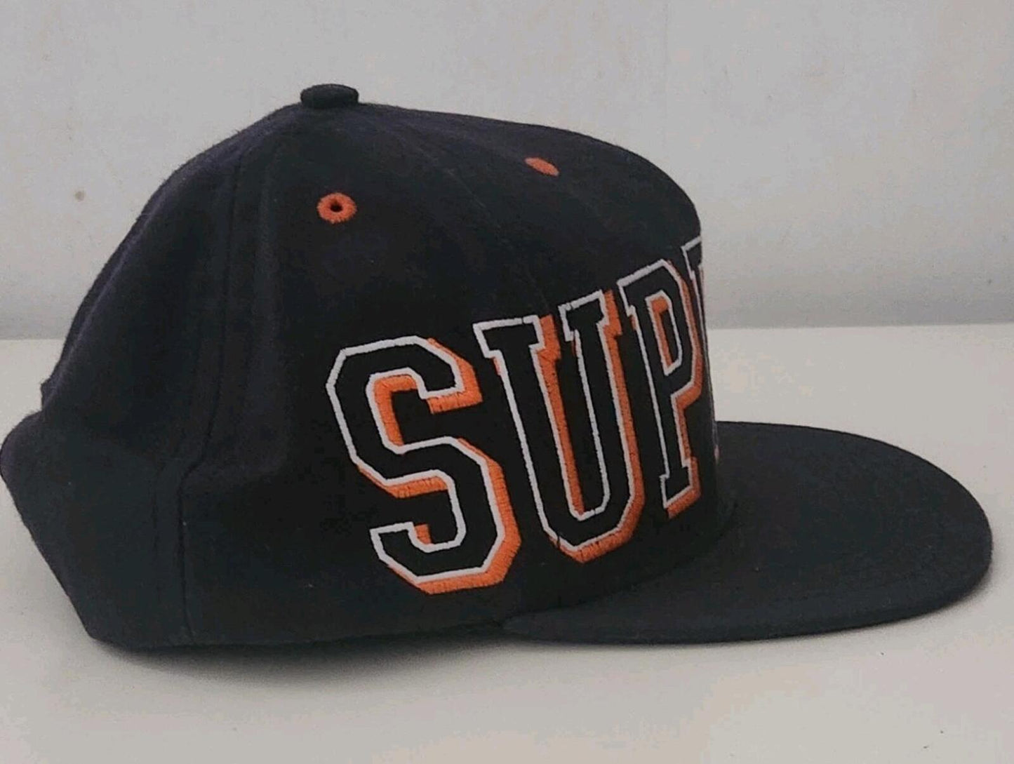 FW13 Supreme Banner 5-panel Navy Cap Big logo vintage hat ASAP ROCKY Rare 2013