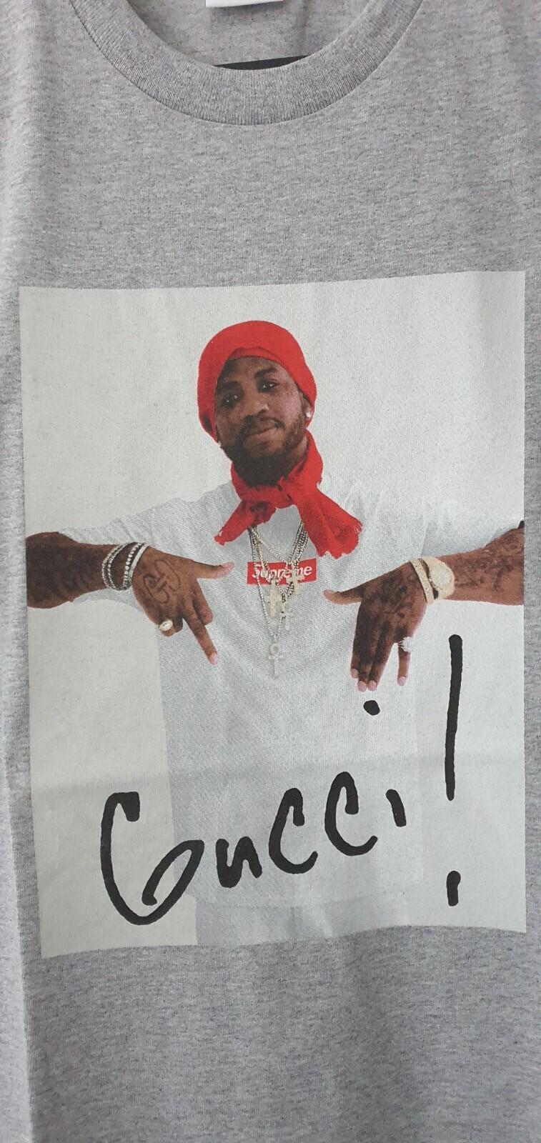 Camiseta FW16 Supreme x Gucci Mane Photo Heather Grey talla L