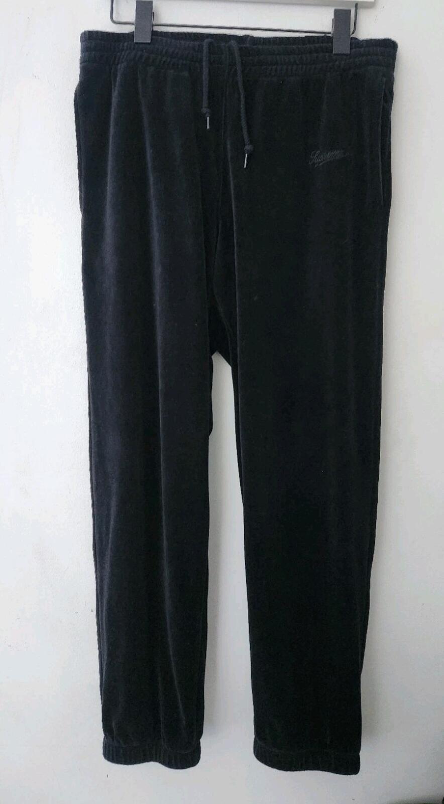 FW17 Supreme Velour Warm Up Pant + Crewneck Set black size S small & M Medium