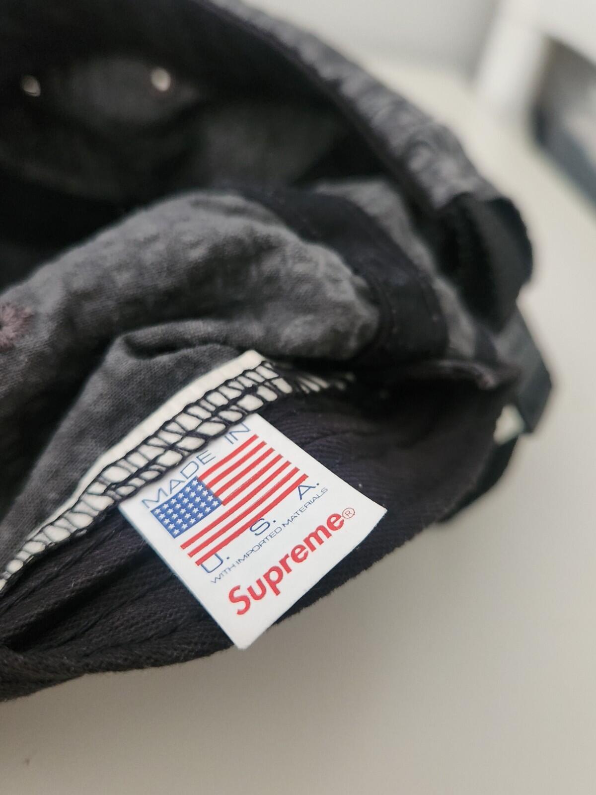 SS22 Supreme Washed Seersucker Camp Cap Black