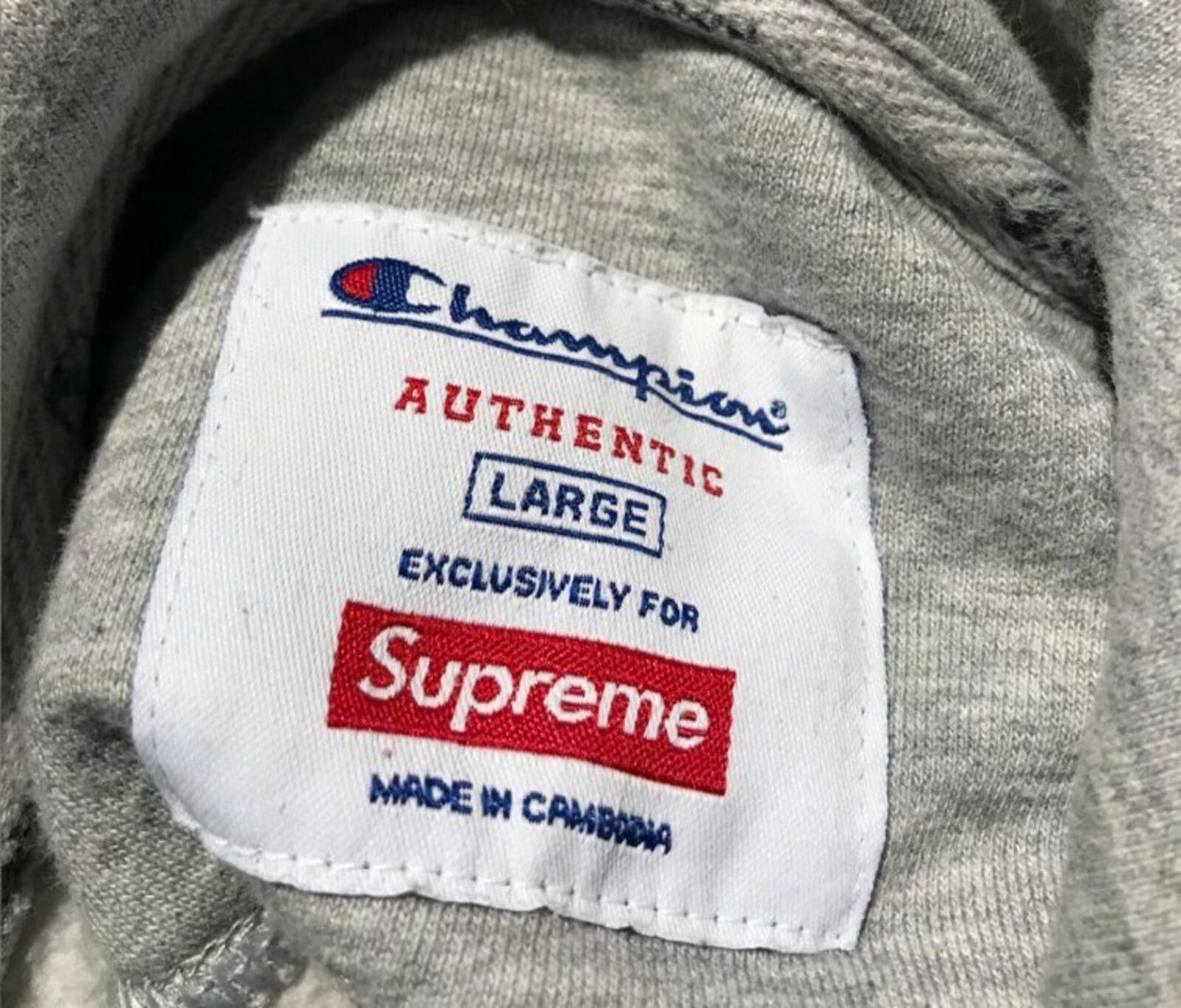 FW15 Supreme x Champion hooded sweatshirt size L large hoodie heather grey Rare