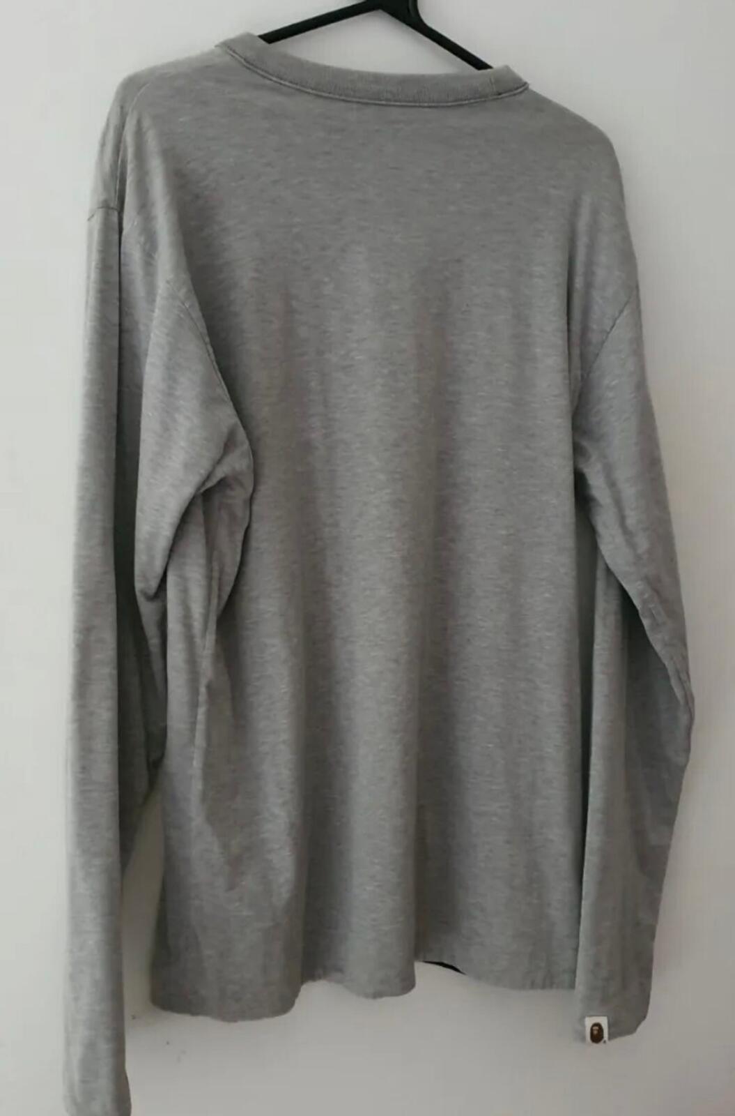 A BATHING APE reversible long sleeve tee Top Size M medium black Grey BAPE