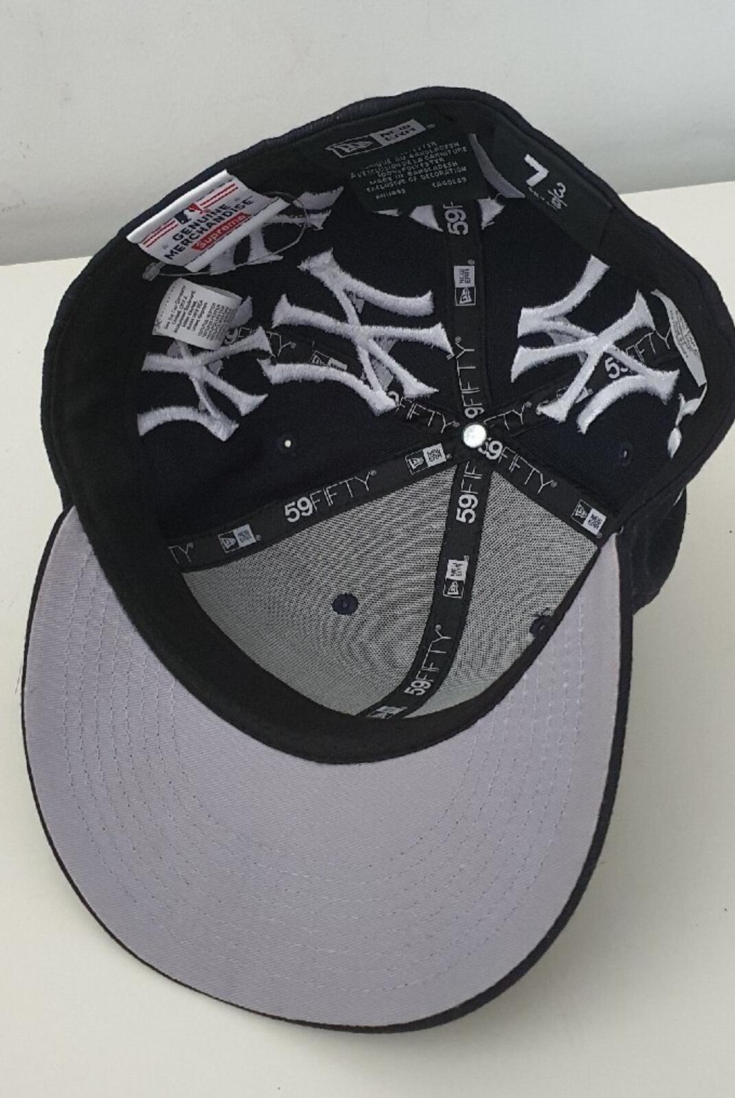 FW21 Supreme New York Yankees Box Logo New Era Navy Size 7 3/8