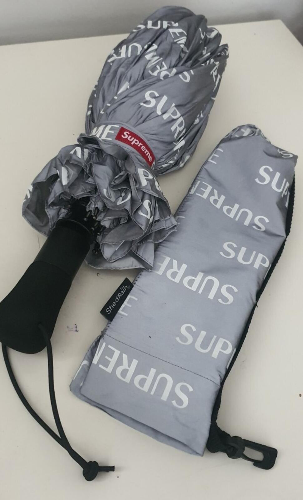 FW16 Supreme ShedRain reflective repeat umbrella Grey 54" Collapsible