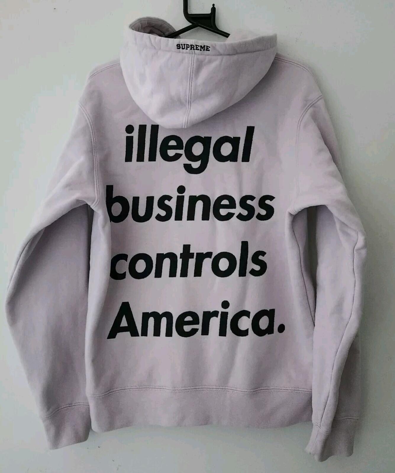 SS18 Supreme Illegal Business Controls America Hooded Sweatshirt Light Purple L