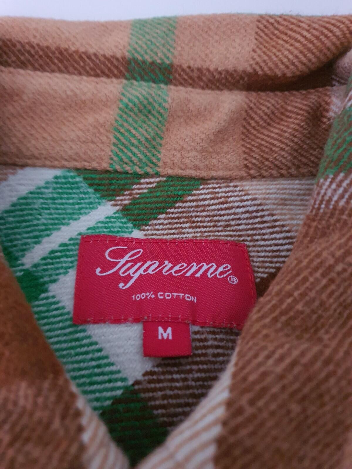FW14 Supreme Heavyweight Plaid Flannel Hemd braun grün M mittelschwer Vintage